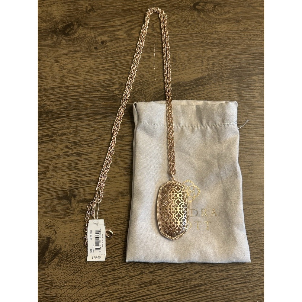 Kendra Scott Rae Filigree Pendant Necklace Rose Gold NEW‎ $75